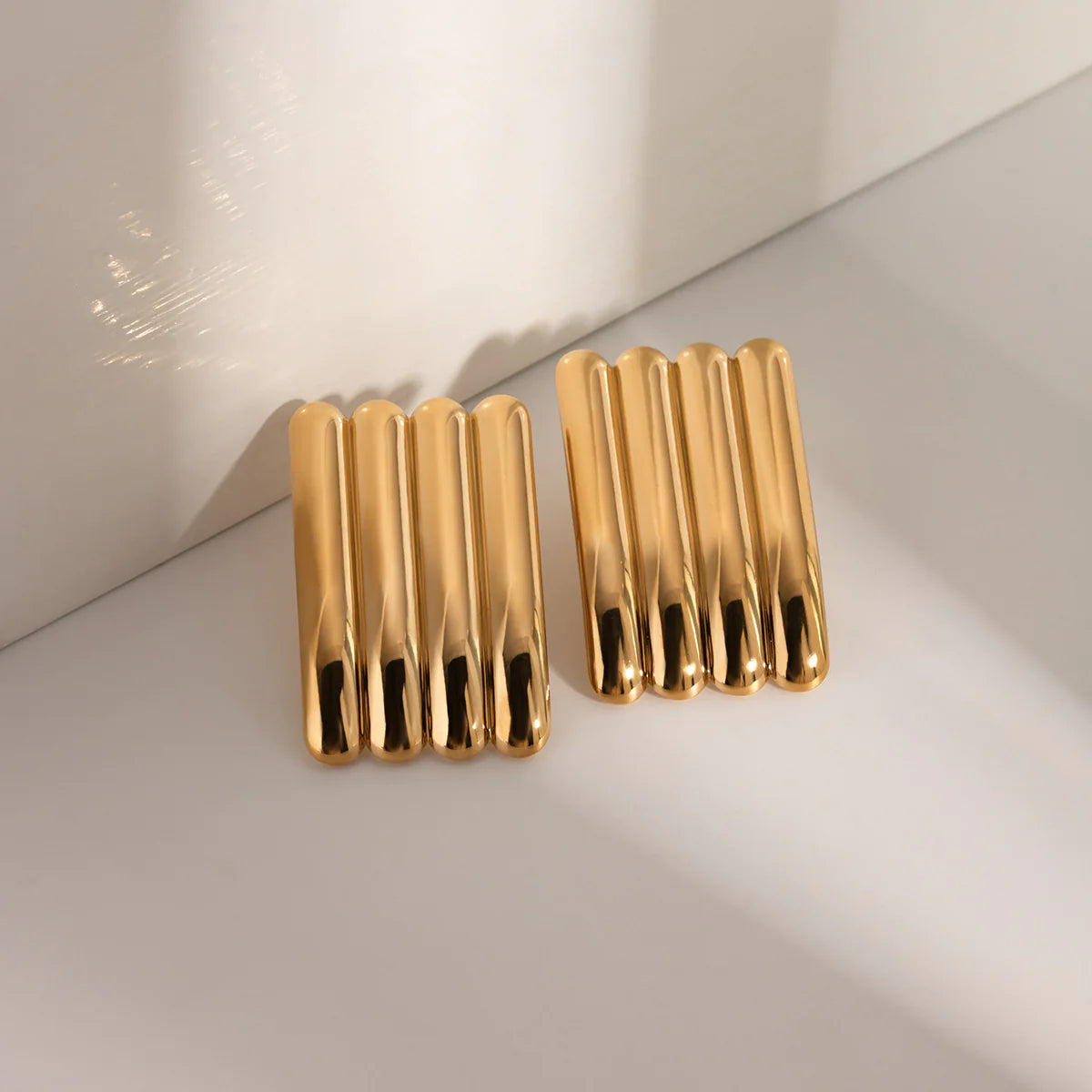 Cara 18K Gold & Silver Striped Earrings