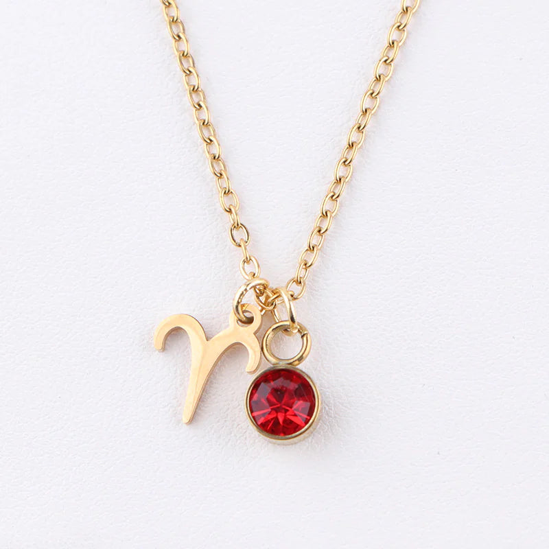 Zodiac Birthstone Gold Necklace - Primesen