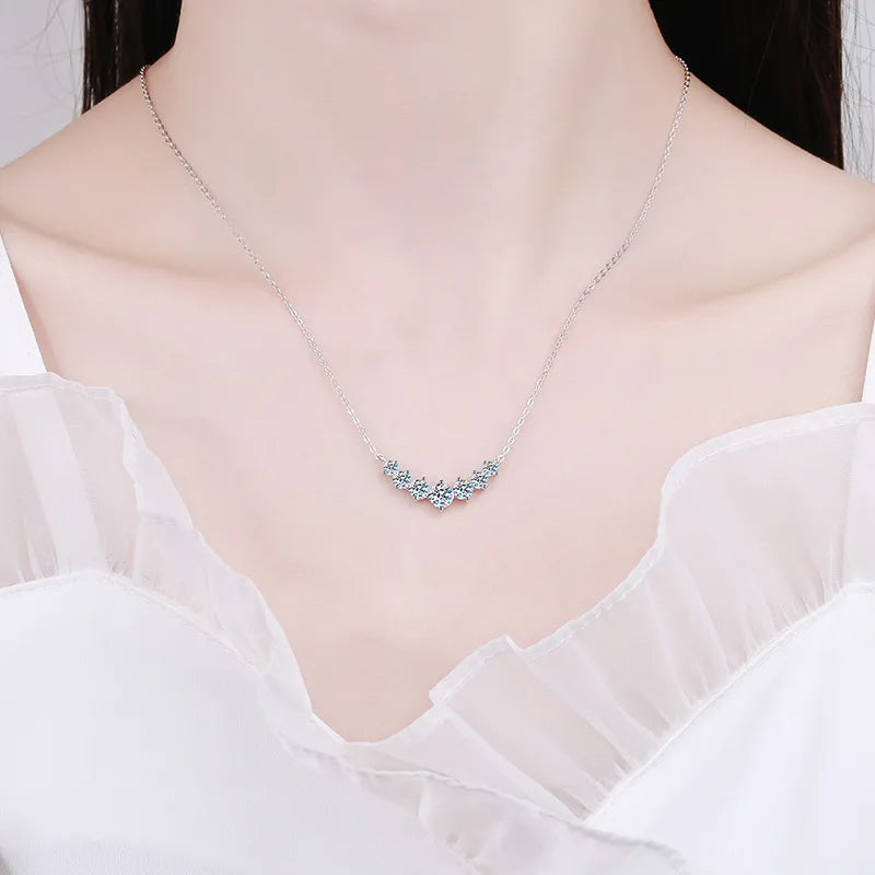 Aurora Luxe Moissanite Necklace on neck