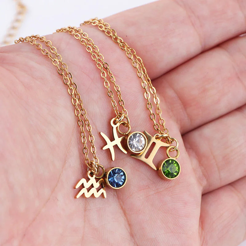 Zodiac Birthstone Gold Necklace - Primesen