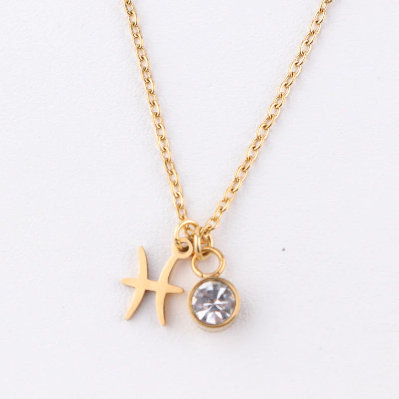 Zodiac Birthstone Gold Necklace - Primesen