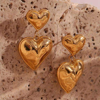 Amara Double Heart Drop Earrings