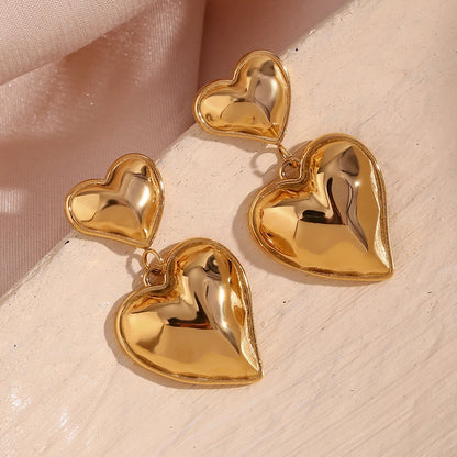 Amara Double Heart Drop Earrings