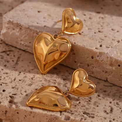 Amara Double Heart Drop Earrings