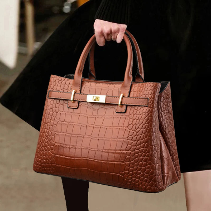 The Harper Tote Handbag brown croc
