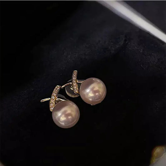 Daphne Gold Pearl Stud Earrings