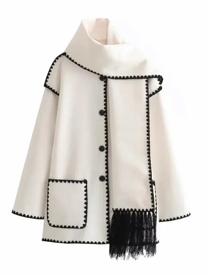 Selene Embroidered Coat with Matching Scarf