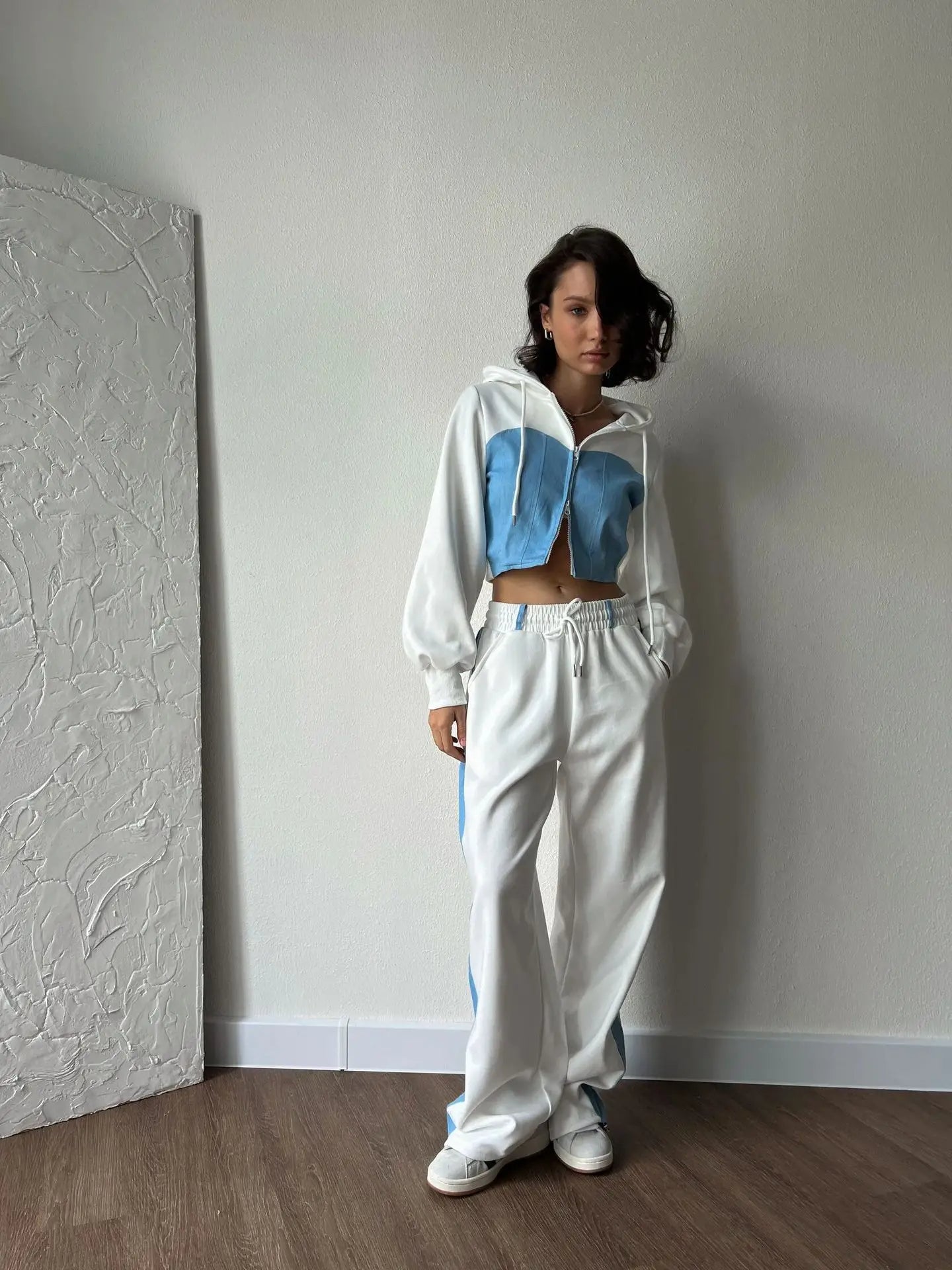 Casual Color Block Hoodie and Sweatpants Set - Primesen