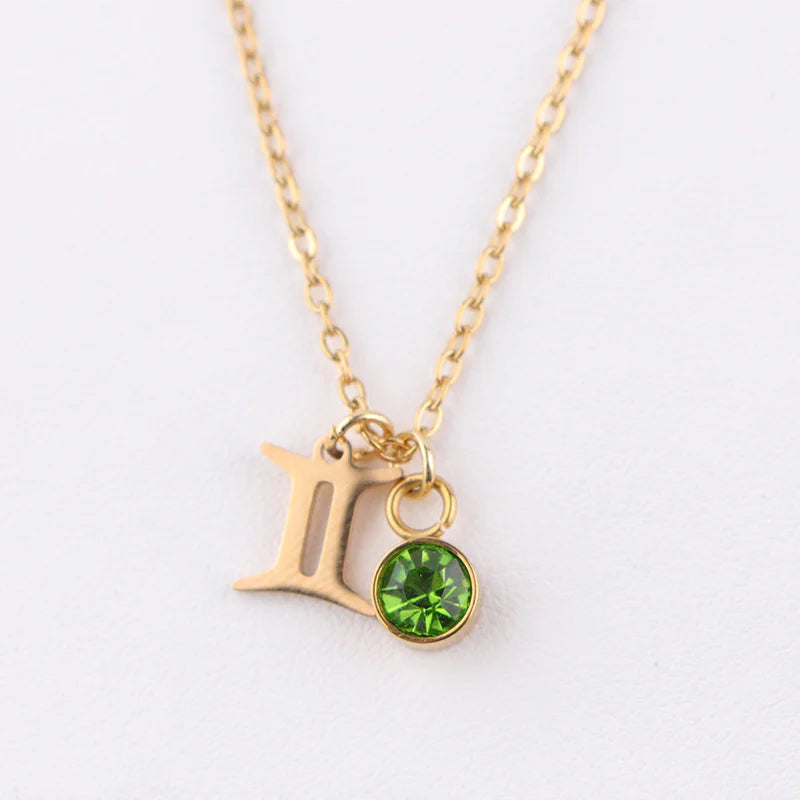 Zodiac Birthstone Gold Necklace - Primesen