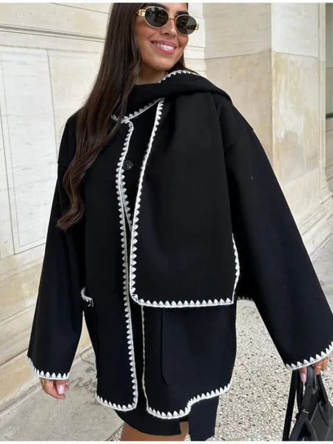 Selene Embroidered Coat with Matching Scarf