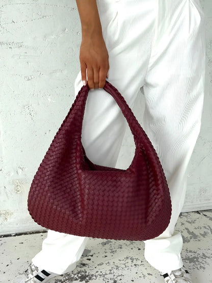 Bella Woven Leather Shoulder Bag - Primesen