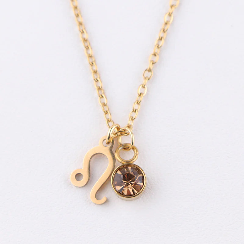 Zodiac Birthstone Gold Necklace - Primesen