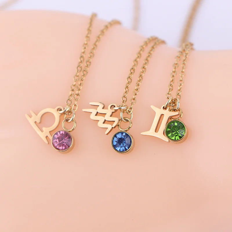 Zodiac Birthstone Gold Necklace - Primesen